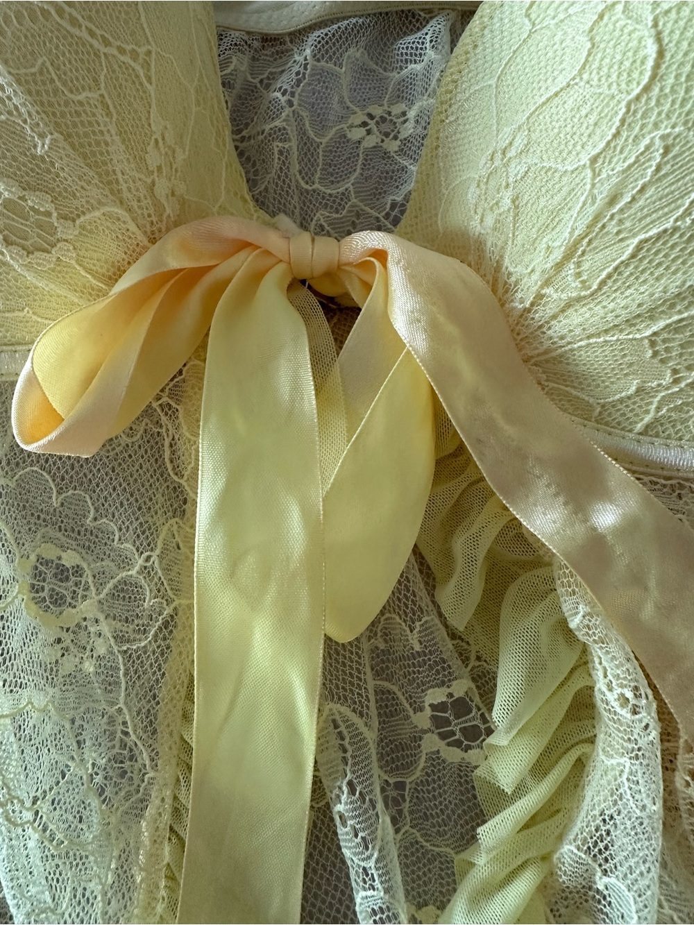 La Senza Yellow Lace Babydoll Chemise with Ribbon Tie Y2K Ethereal Fairycore - Picture 6 of 9